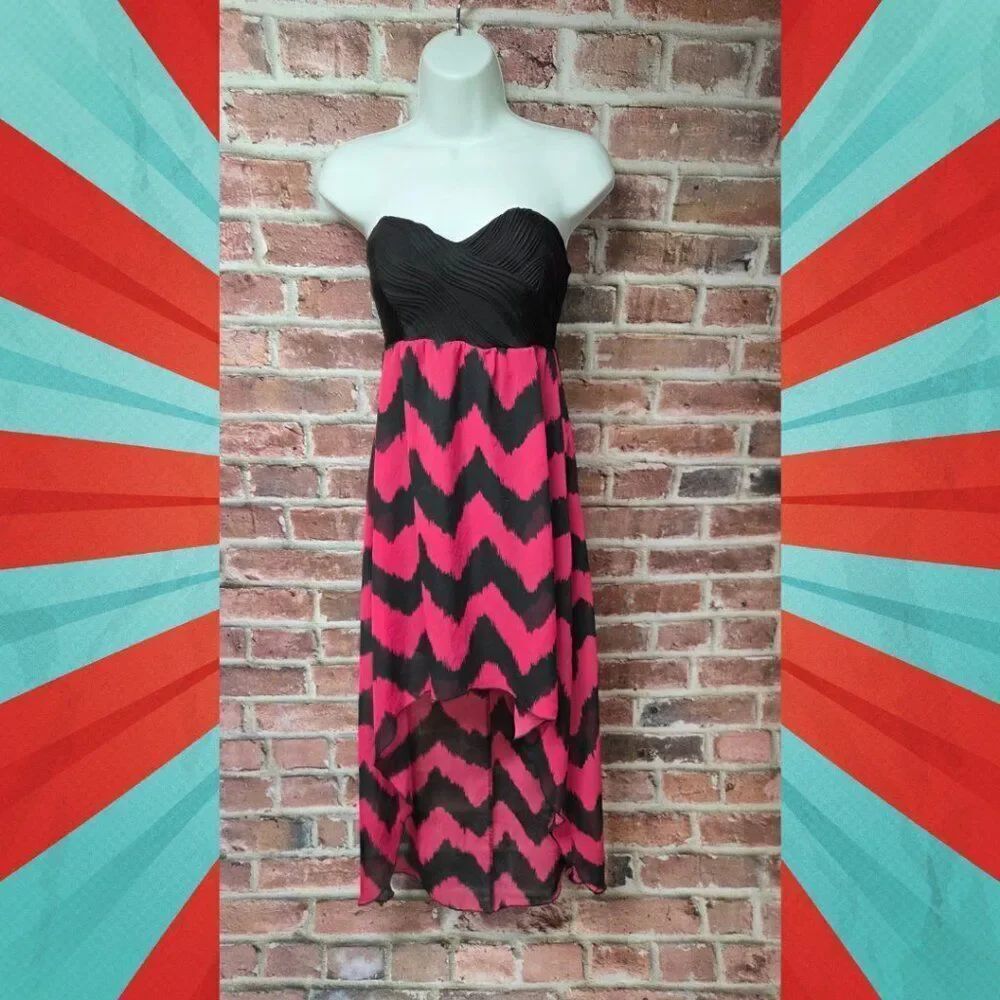 No Boundaries Strapless Chevron High-Low Dress | Women’s Medium 7/9